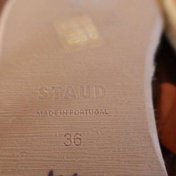 $295 STAUD Maya espadrille sandals flatform cognac brown size 36 platform 1" - Picture 14 of 16